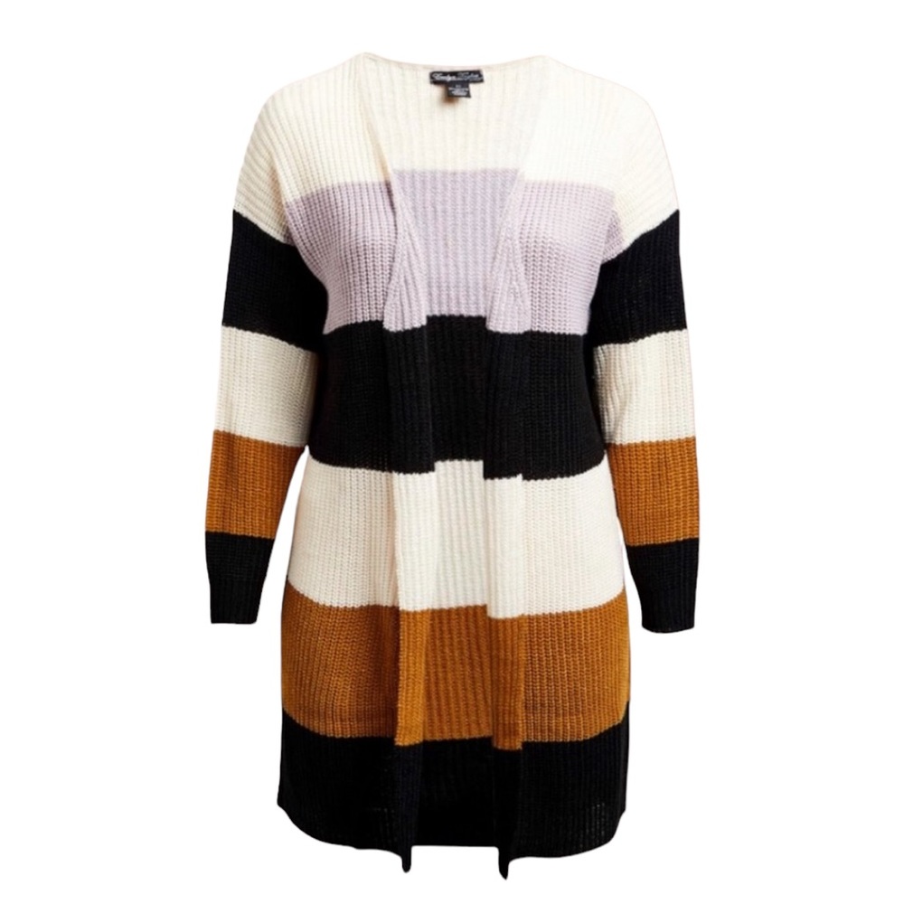 Evelyn Taylor Lilac & Brown Long Sleeve Open Cardigan size L (10-12)